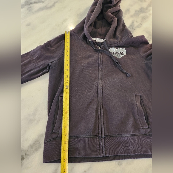 Victoria Secret PINK - Black Full Zip Hoodie With Silver Sequins Women's Large - Picture 5 of 7